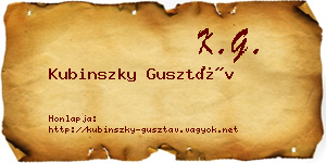 Kubinszky Gusztáv névjegykártya